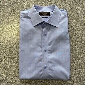 Serica Dress Shirt Mens 16 Classics Long Sleeve Button Down 2 Ply Blue Plaid